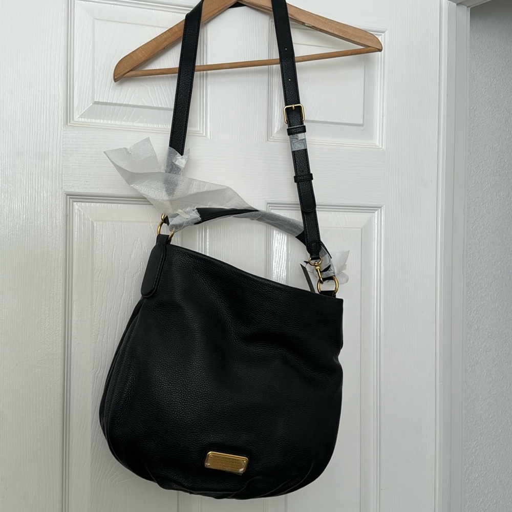 Marc by Marc Jacobs Black Leather Crossbody Bag with Gold Hardware